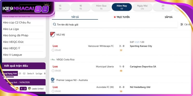 Giới thiệu danh mục livescore cập nhật nhanh